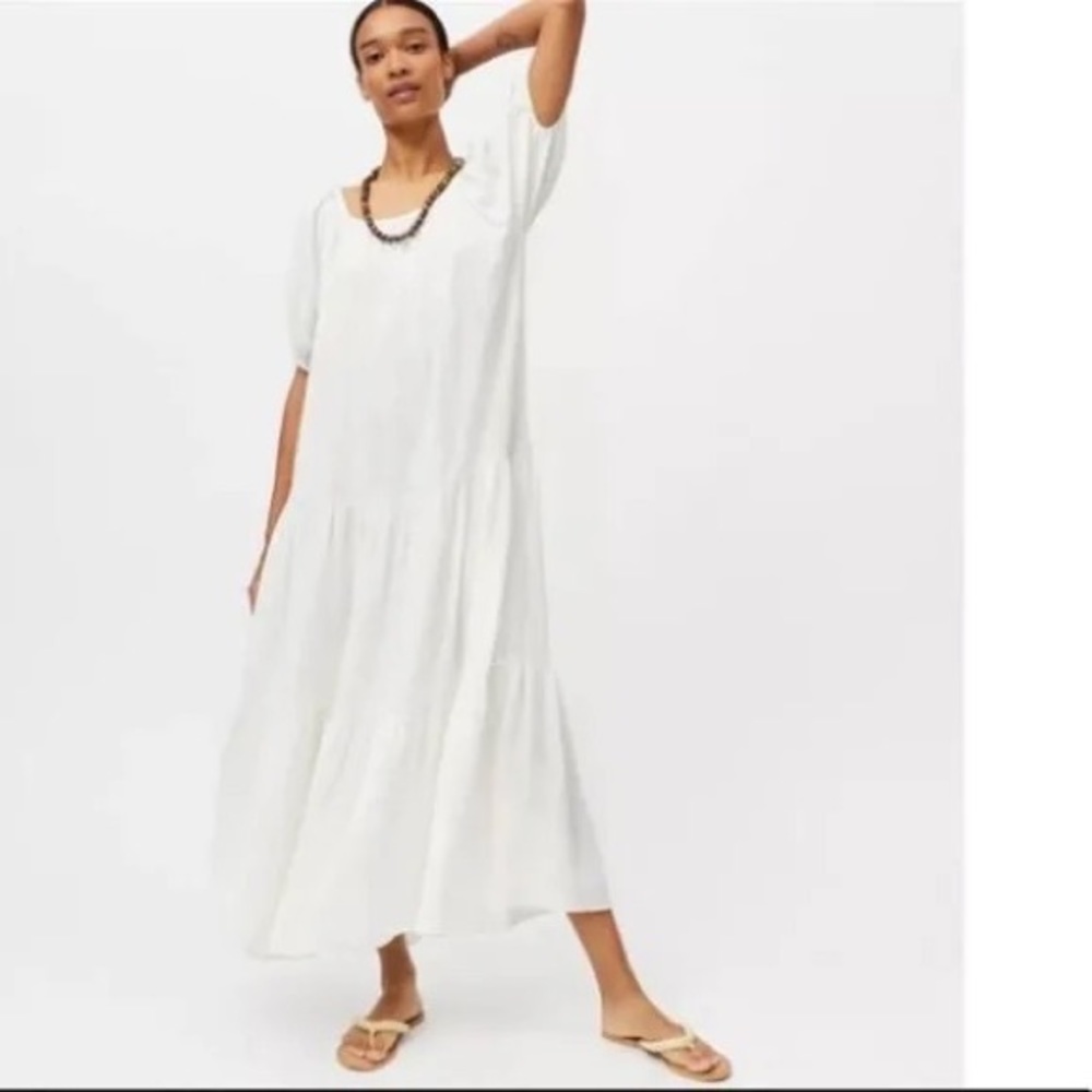 Lisa Says Gah white linen blend dress size M
